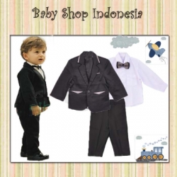 setelan jas anak tuksedo list silver  large